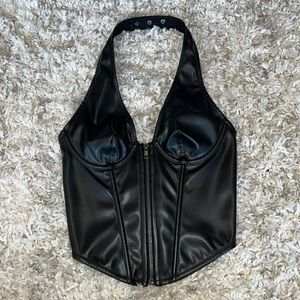 Faux Leather Corset